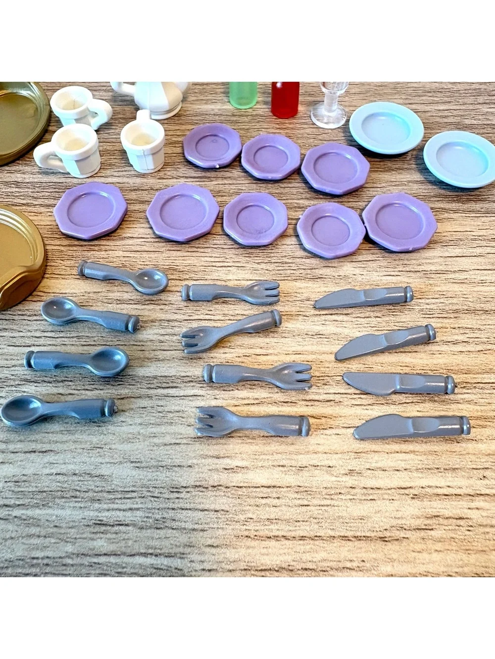 Playmobil Vintage 31 Pc Miniature Kitchen Dining Tea Set Plates Cups Utensils